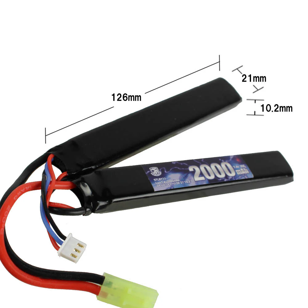 S&T Lipo 7.4v 2000mAh 2 separate battery(126*21*10.2mm*2) - Image 3